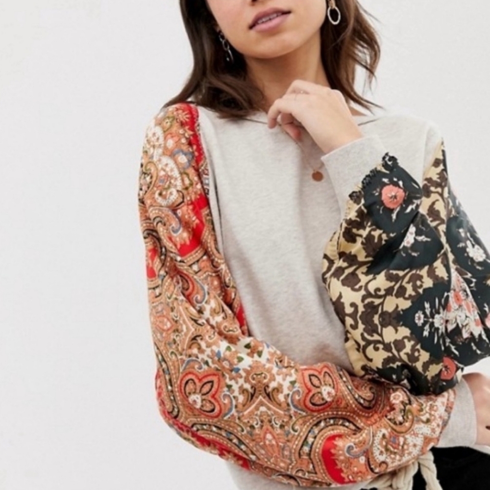 Free People Patchwork Long Sleeve Pullover. - image 3